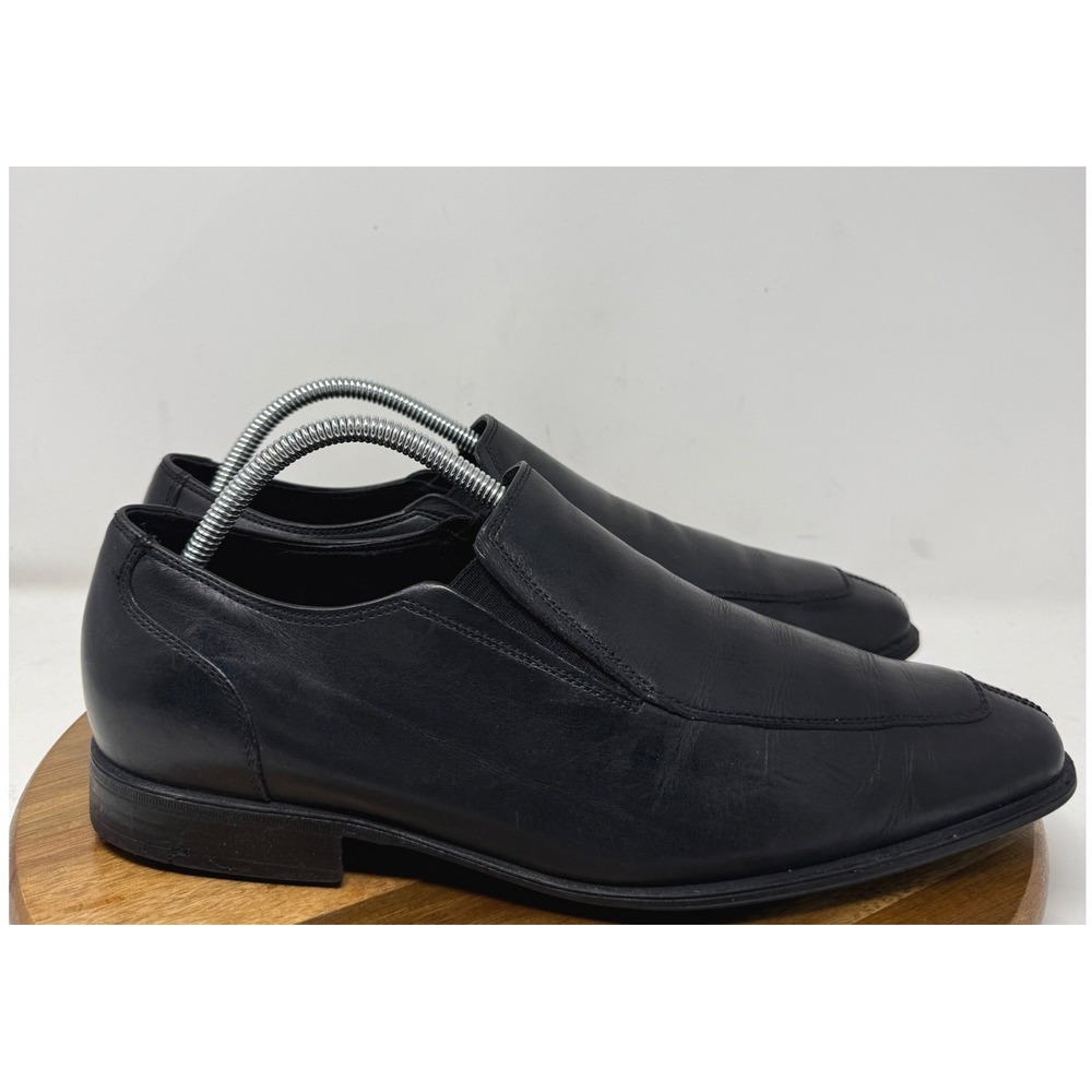 Cole‎ Haan Mens Black Leather Slip On Loafers Square Toe Dress Shoes C09852 9M